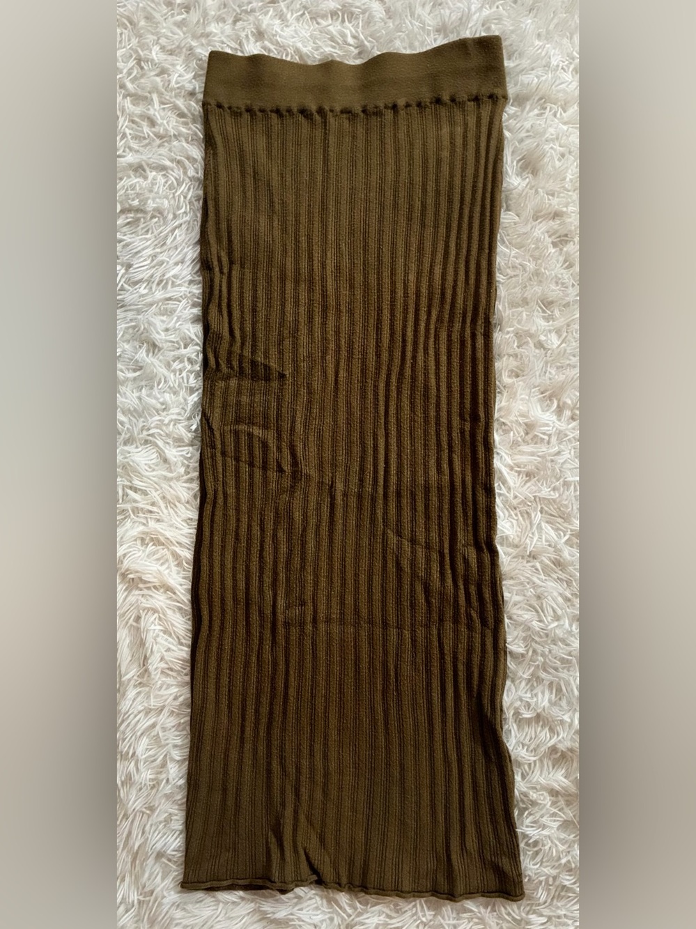 ASOS Goblin Earthy Nature 90s Indie Minimal Rib Knit Midi Skirt Olive Green 0 XS